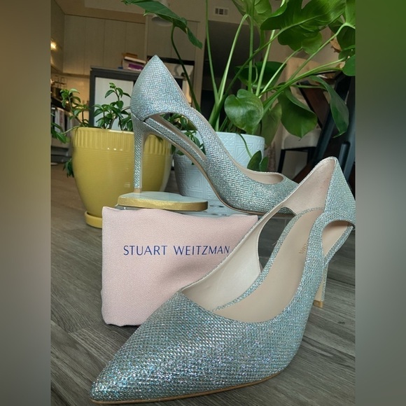 STUART WEITZMAN MARIPOSA 85 Silver PUMP - Picture 1 of 8